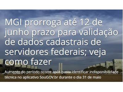 prazo prorrogado validação cadastral